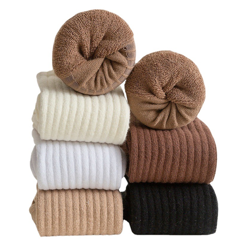 Socks women's Terry tube socks autumn and winter thick warm solid color towel bottom sports cotton ins long women's socks wholesale
