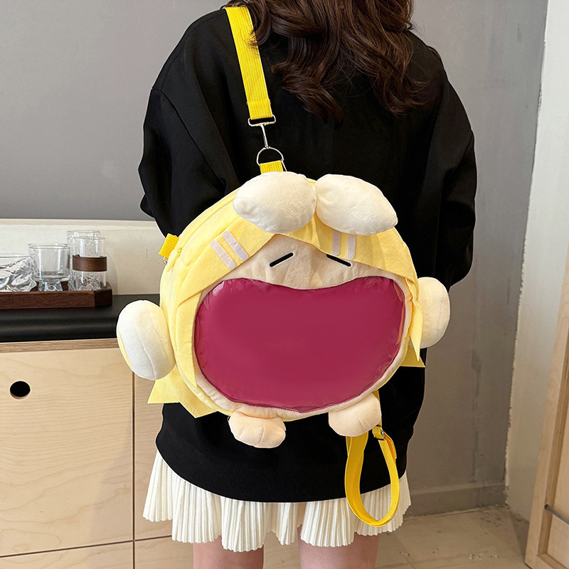Japanese-Style Transparent Pain Bag Series Cartoon Doll Bag for Women, Large Capacity, Fashionable and Trendy Two-Dimensional Backpack