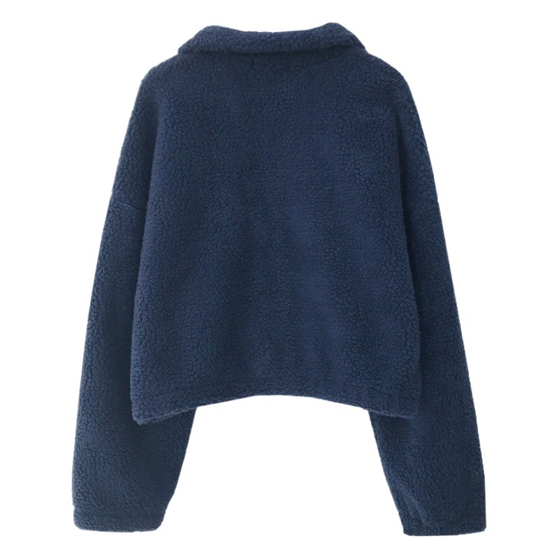 Lamb wool sweater women's 2025 autumn and winter fleece-lined thickened loose cardigan zipper collar coat coat tide