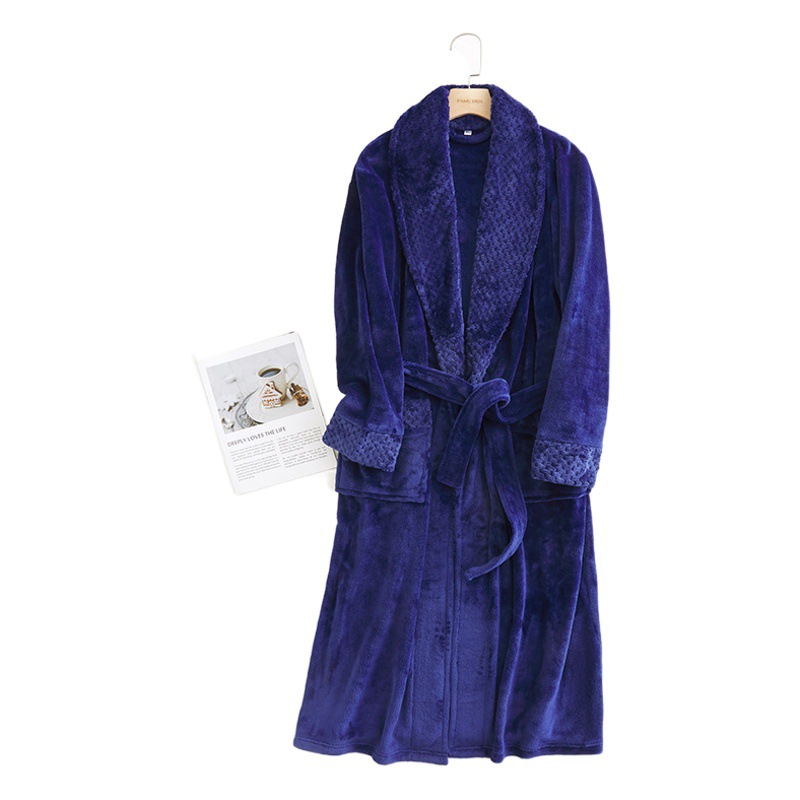 Cross-Border Autumn and Winter Flannel Women's Long Bathrobe, Plus-Size, Fleece-Lined, Thickened Women's Loungewear, Thickened and Warm