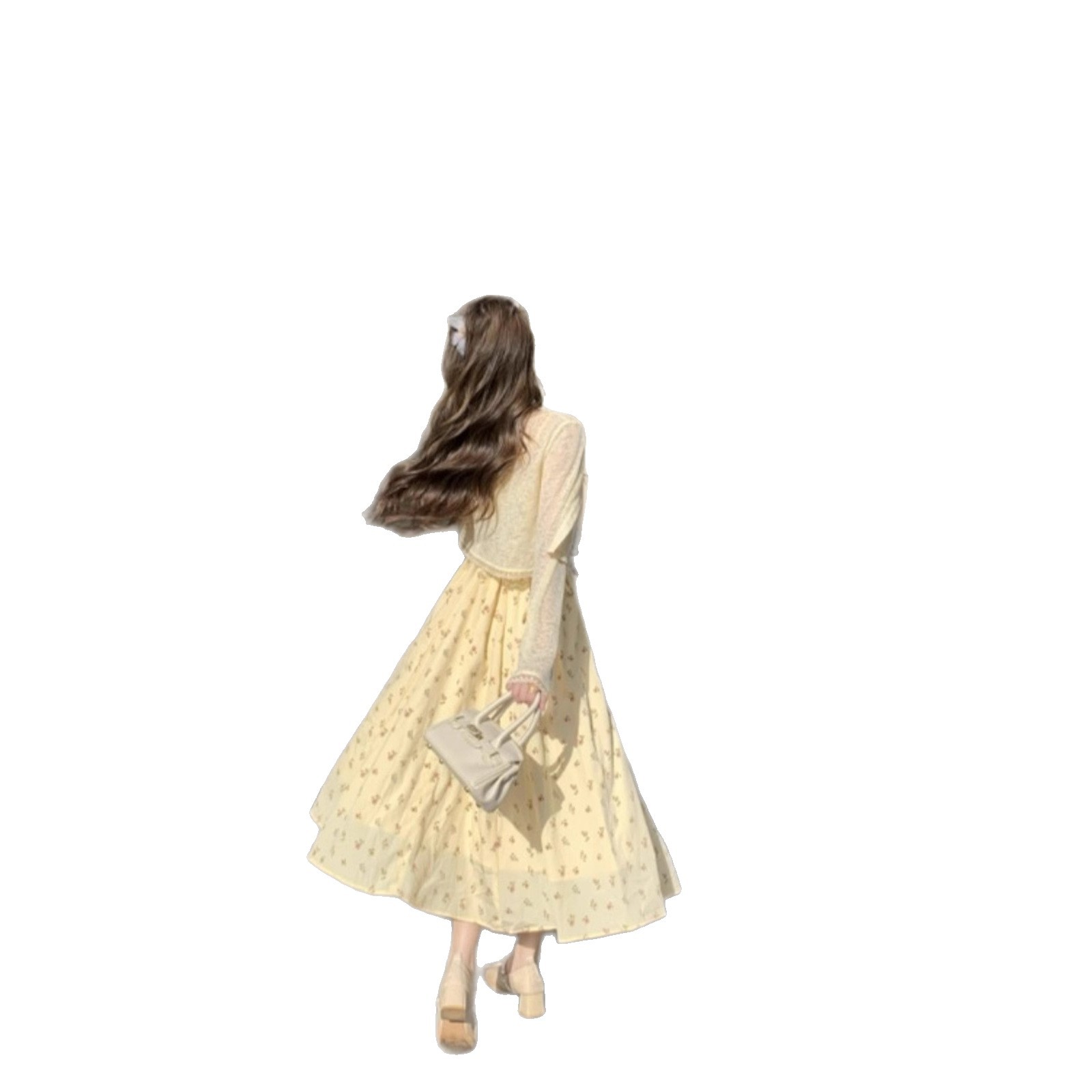 Picture of Plus Size French Floral Dress for Women 2025 New Spring High-End Suspender Skirt for Fat Girls to Cover Belly and Slimming Look Skirt