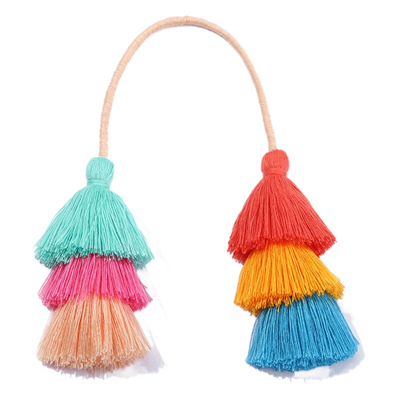 New color National style curtain ear clothing spike key chain bag small pendant accessories polyester tassel spot