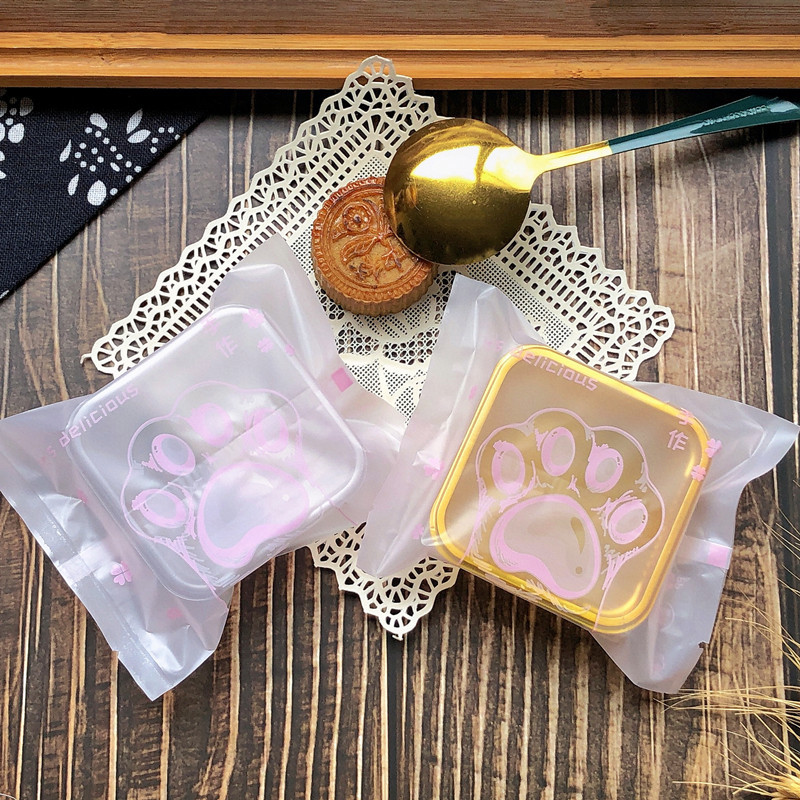 50g cat Palm pink bag bag egg yolk crisp baking cake plastic bag 50g cookie moon cake bag