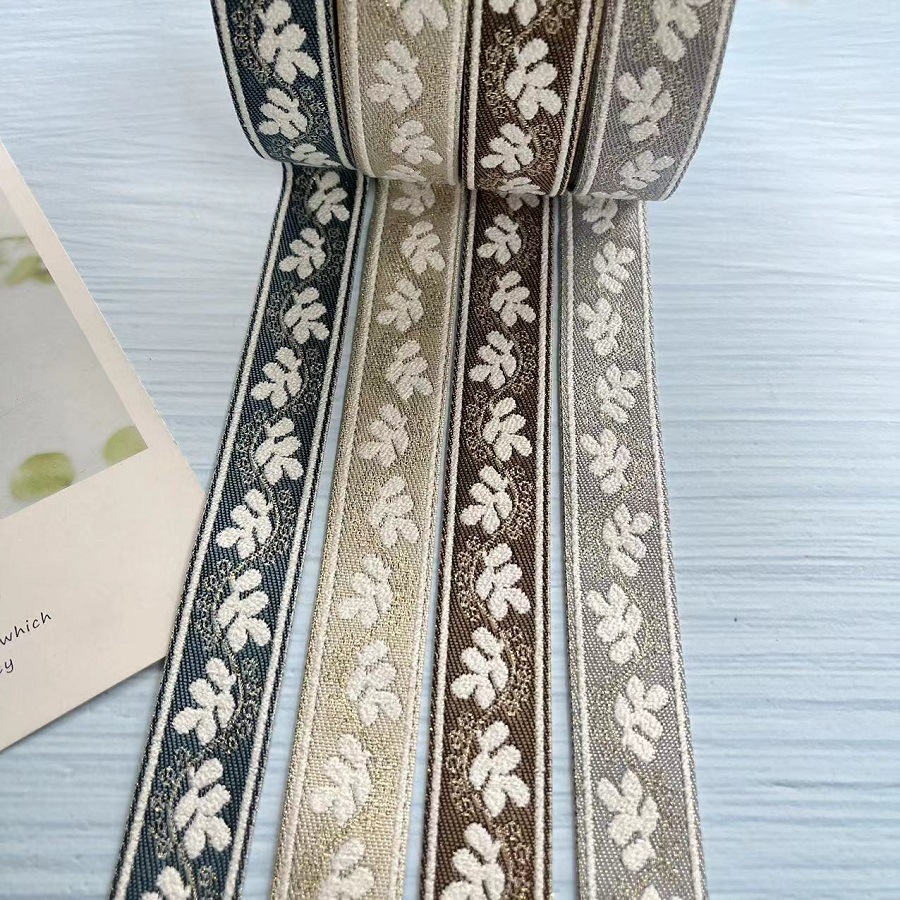 Jacquard Ribbon Curtain Lace Leaves National Style Curtain Fabric Accessories AH-2845 Width 2.6CM