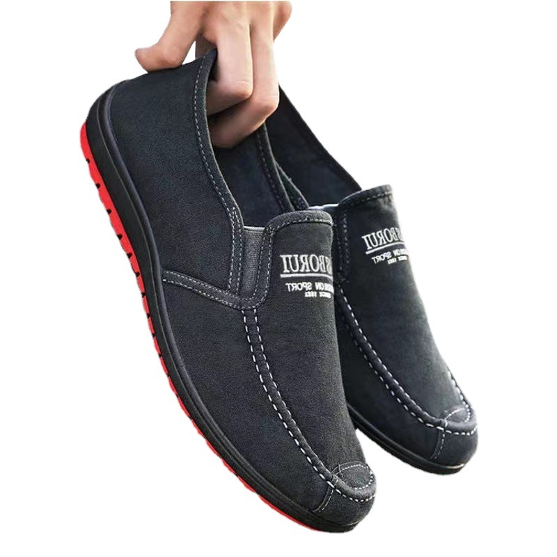 New Old Beijing Cloth Shoes Men's Beef Sole Shoes Casual Breathable Slip-on Cloth Shoes Comfortable Board Shoes Canvas Shoes