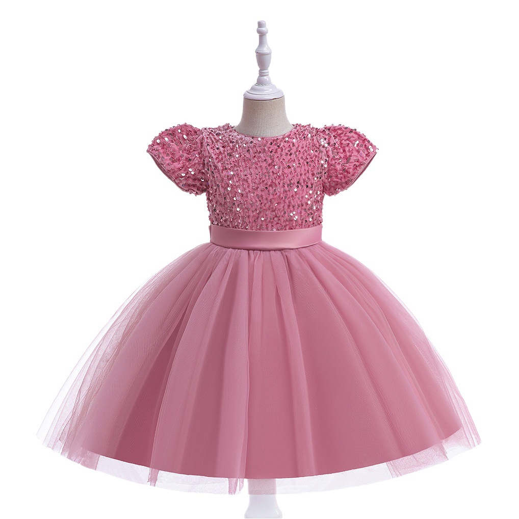 European and American Amazon Girls' Dresses, Fashionable Children's Sequined Tutu Piano Performance Clothes, Flower Girl Princess Dresses