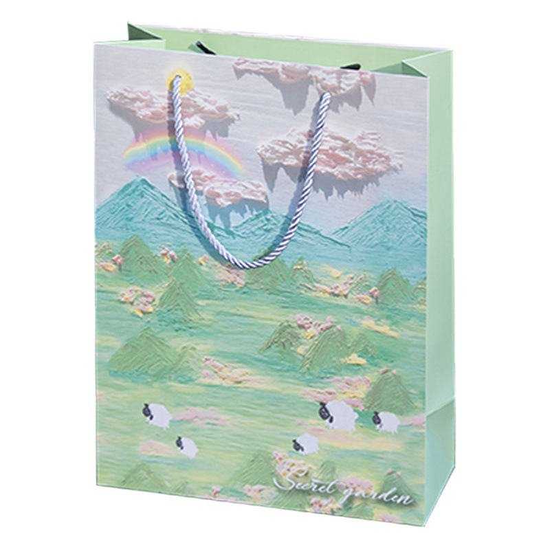 Small fresh three-dimensional oil painting gift bag ins girl heart handbag birthday gift bag holiday gift paper bag