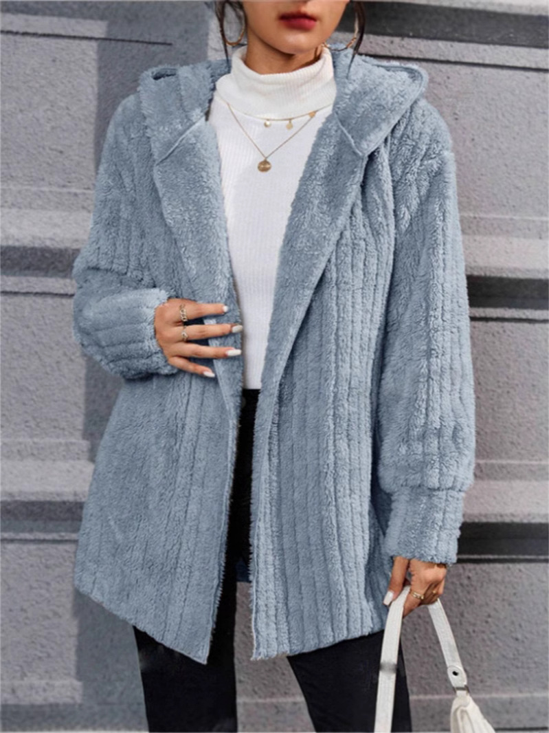 2024 Europe and the United States cross-border Amazon temu autumn and winter new warm fashion vertical double-sided Arctic fleece hooded coat