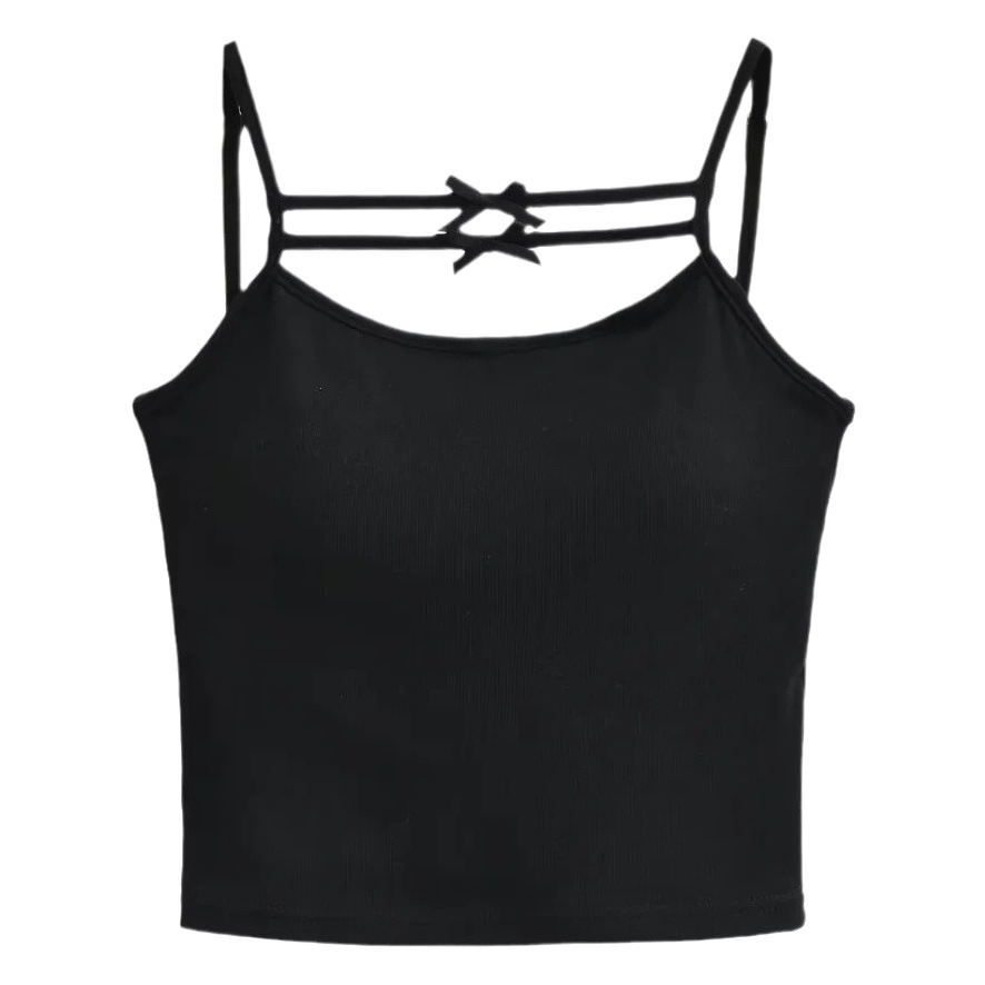 Pure Desire Spice Girl Cyber Celebrant Bow Beauty Back Camisole 2024 Women's Summer Slim-fit Sleeveless Outer Wear Base Top