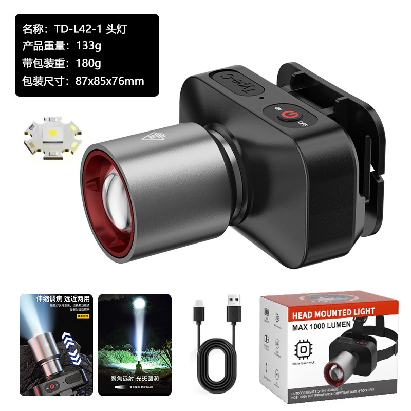Kejin Cross-Border Popular Headlamp Outdoor Multi-Functional Zoomable Long-Lasting Night Fishing Led Lamp Portable Waterproof Work
