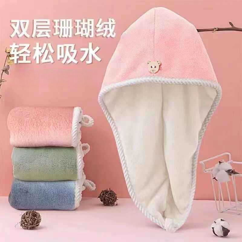 Dry Hair Cap Double Thickened Super Absorbent Quick Drying Towel Female Adult Student Hair Wash Turban Shower Cap Wholesale