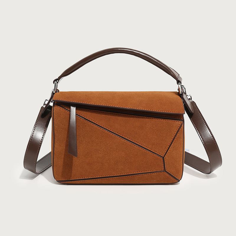 Picture of Autumn and Winter new simple pulzz portable geometric bag frosted shoulder bag women's bag versatile stitching crossbody large capacity