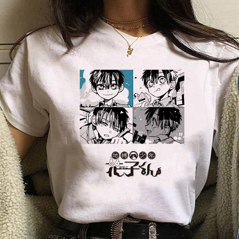 Anime Japan Tie Junior Hanako Printed White T-shirt Short Sleeve Women's Foreign Trade Cross-border wish/ebay Yama