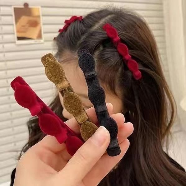 Picture of Flocking Hair Clip Women's Front Head Bangs Clip Side Clip Short Hair Transition Artifact Broken Hair Clip Duckbill Clip Headdress