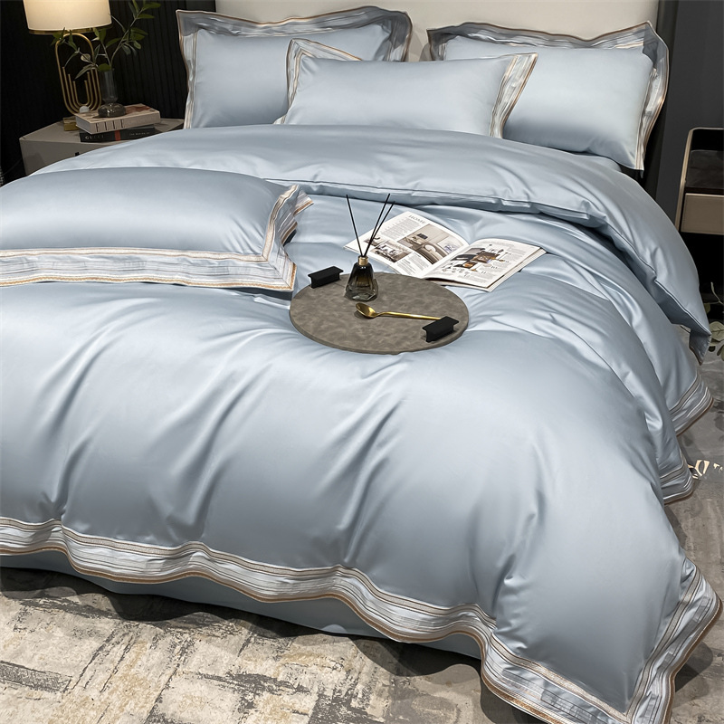 Picture of 210 Light Luxury Long-staple Cotton Cotton Four-piece Set Maternal and Infant Grade A Pure Cotton Bed Sheet Quilt Cover Satin Bedclothes 4-piece Set