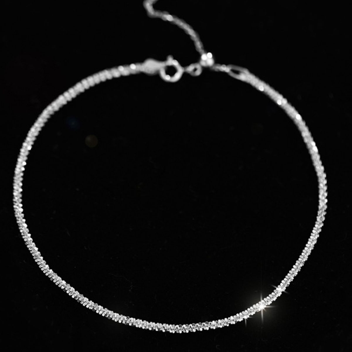 Picture of Gyssophila cauliflower anklet female ins simple sterling silver s925 new sparkling foot ornaments plain chain jewelry wholesale