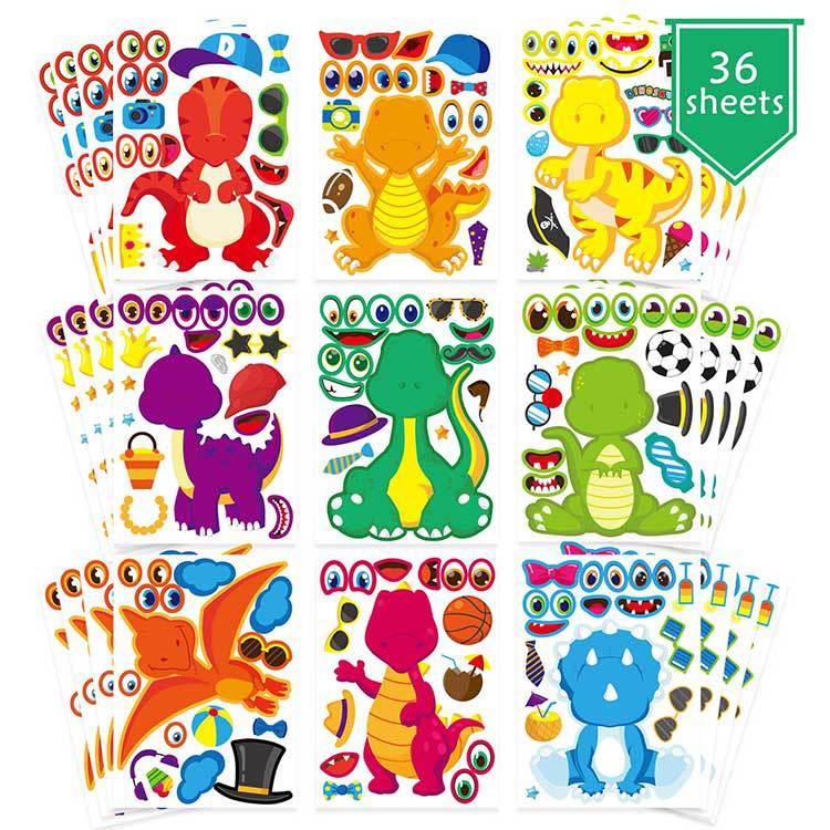 Dinosaur Theme Stickers Children Art Crafts Birthday Gift Party Supplies DIY Stickers