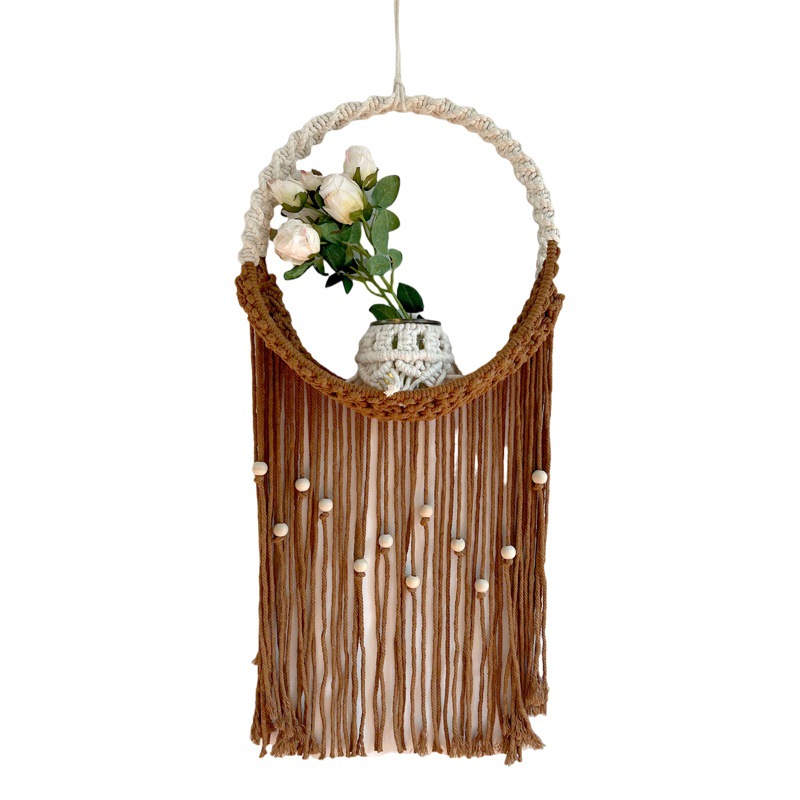 Nordic Handmade Woven Potted Mesh Bag Tapestry Green Plant Storage Rack Homestay Wall Decoration Wall Hanging Amazon