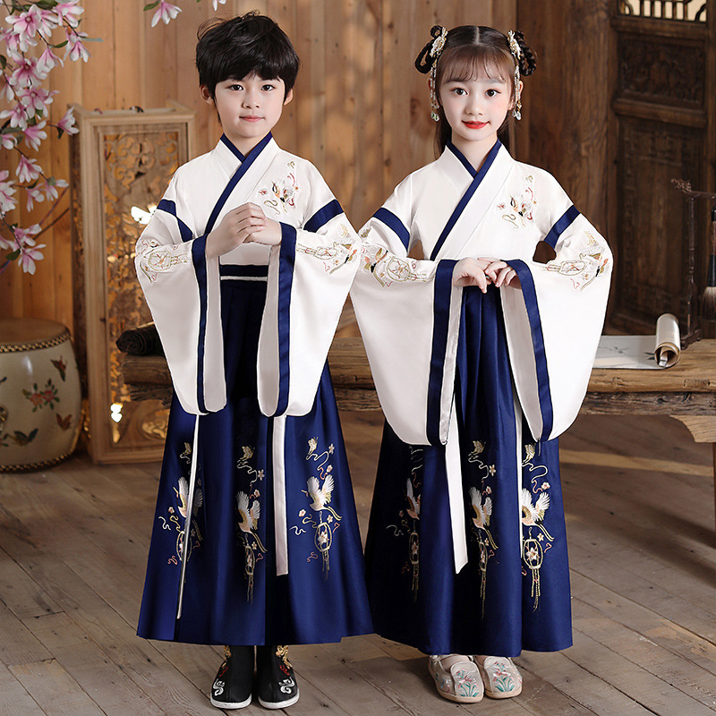 Han Dynasty Boys' Traditional Chinese School Uniforms Chinese Style Ancient Costumes Book Kidsren's Clothing Three-Character Sutra Disciple Rules Kidsren's Performance Clothing Primary School Students