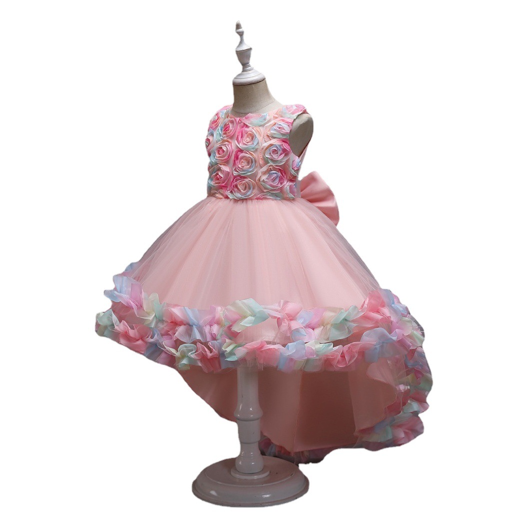 Picture of Amazon children's skirt children's colorful princess puffy wedding dress girls trailing dress Girls' dress
