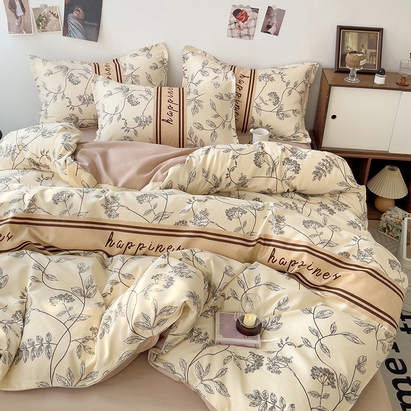 Class A Fresh Cotton Sanding Four-piece Gift Kit Student Dormitory Three-piece Home suit Quilt Cover