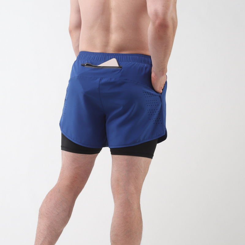 Men's Fitness Shorts for Running, Marathon, and Track and Field, Loose Three-Quarter Length, Quick-Dry, Double-Layer, Anti-Exposure, Breathable, and Fast-Drying for Basketball