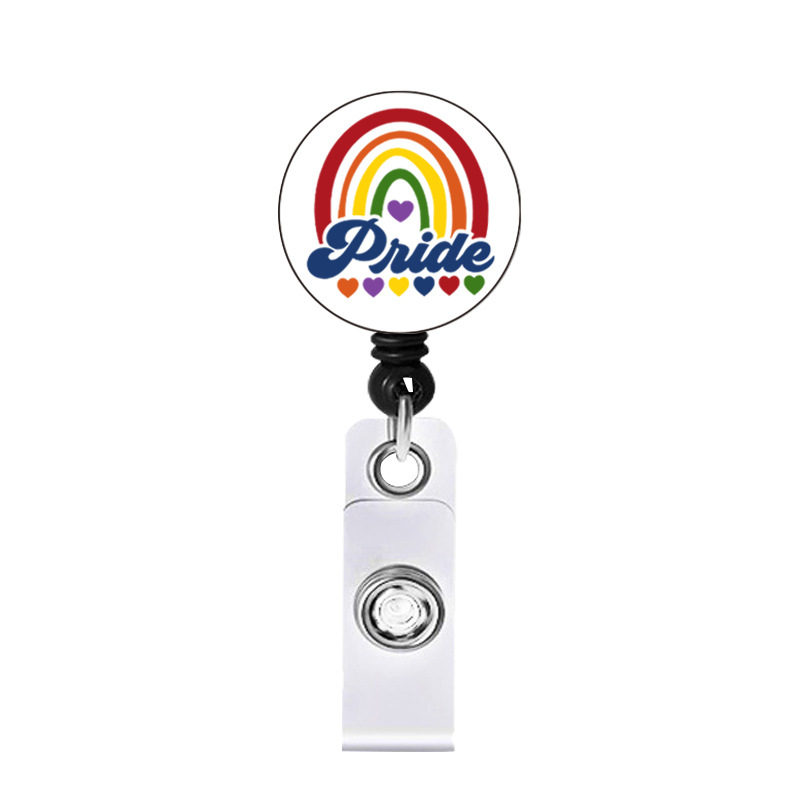 Picture of Rainbow Mental Health Retractable Alligator Clip Easy Pull Buckle Nurse Decoration Badge Reel ID Card Holder