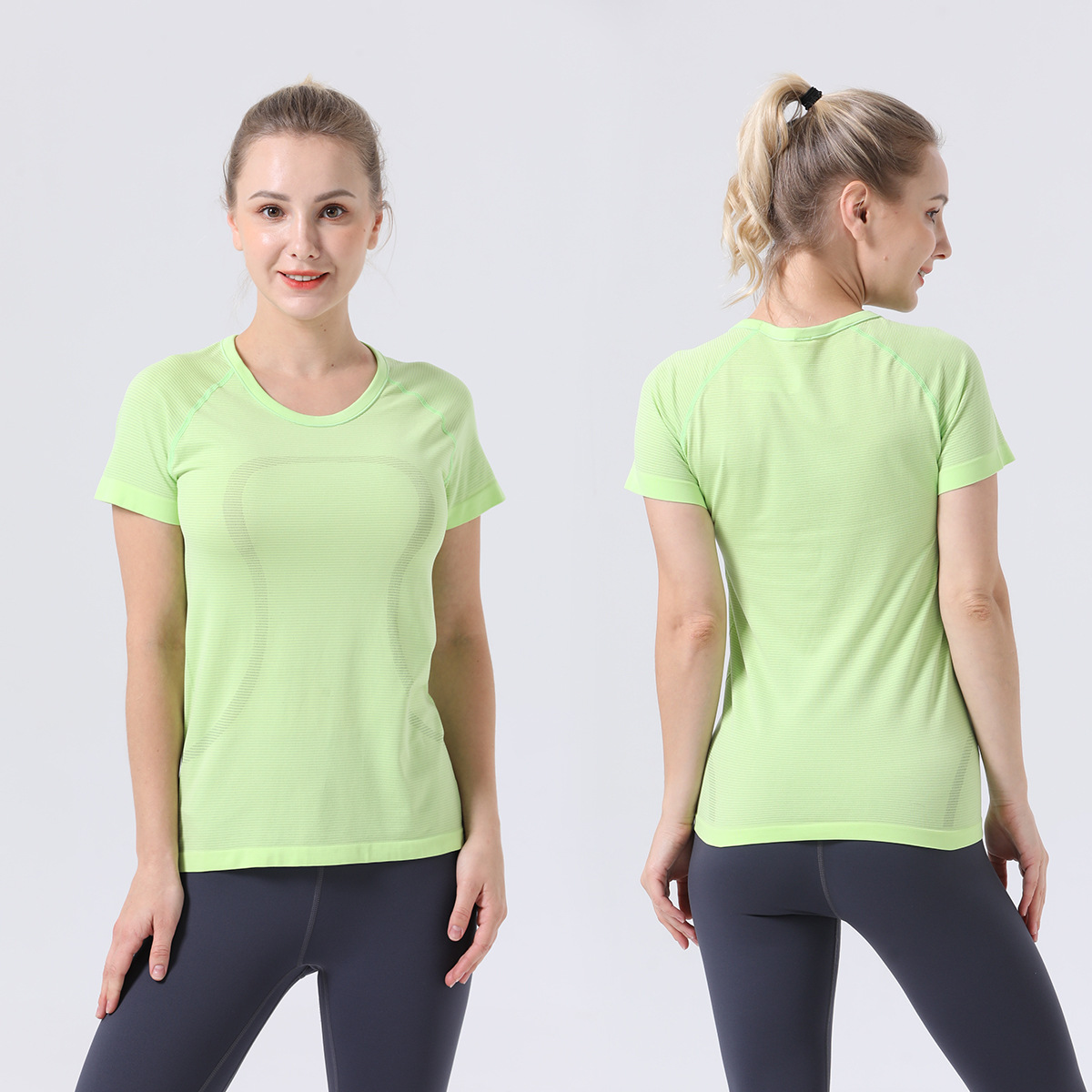 2.0 European and American round neck yoga clothes EBB TO STREET Women's Sports high elastic fitness tight top short sleeve t-shirt
