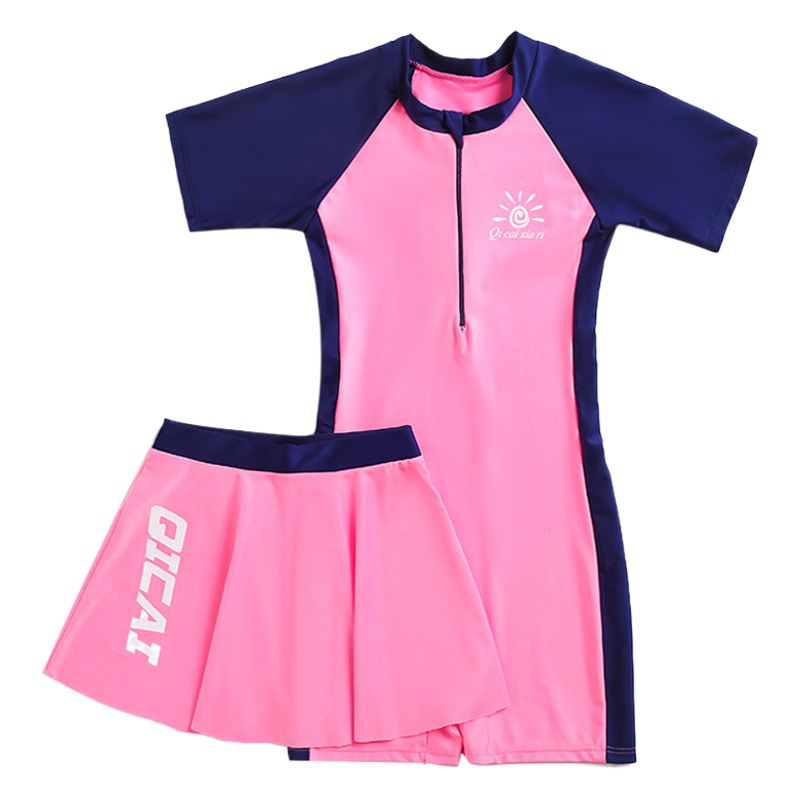Children's Swimwear Girls' Swimwear Baby Princess Middle and Big Kids Students Professional Girls Sunscreen Skirt Swimwear