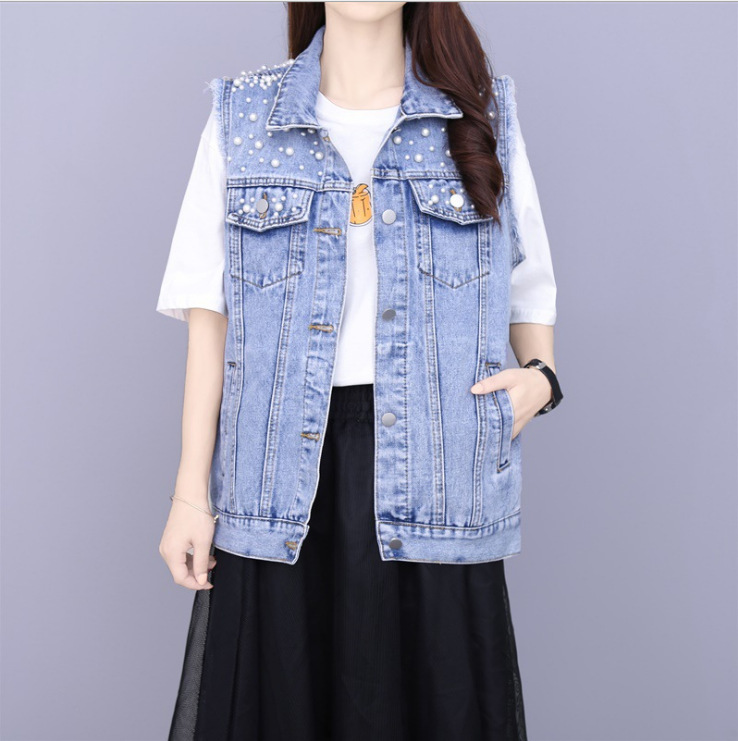 Picture of Garjun Denim Coat Women's European Station plus size Women's Beaded Diamond Coat Female Student Cross-border Loose Jacket