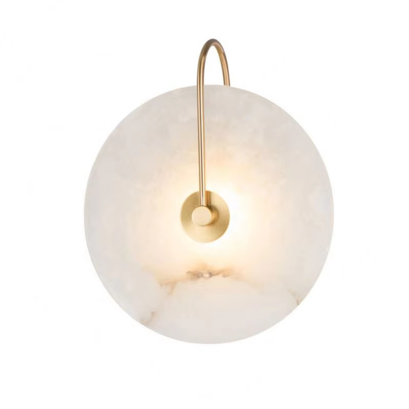 Picture of Cross-border Nordic simple round marble living room wall lamp high-level feeling model room hotel atmosphere bedroom bedside lamp