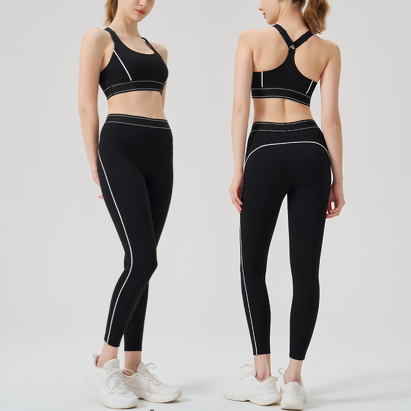 High Waist Sports suit Women's Contrast Color Backless Tight Naked Yoga suit Running Fitness Yoga Clothes Sports Underwear