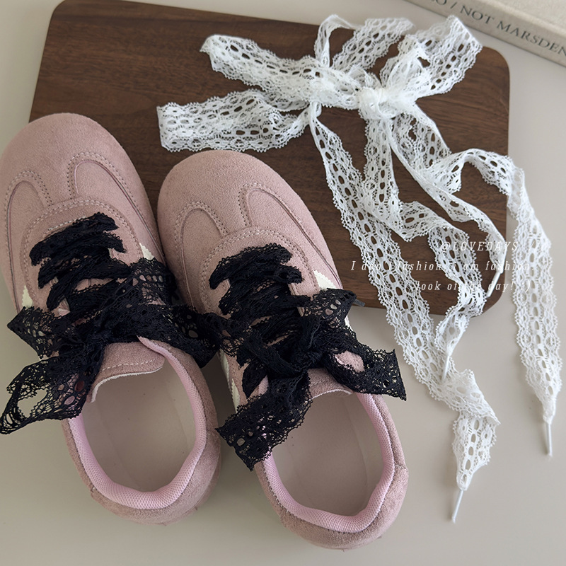 Lace Shoelaces Suitable for Dexun Sneakers Retro White Lace Cut Out Lace Ins Korean Style Ballet Style Handmade
