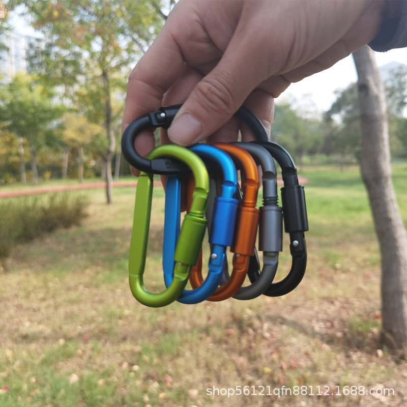 Picture of Outdoor aluminum alloy D-type quick hanging travel camping carabiner equipment camping carabiner large hanging buckle