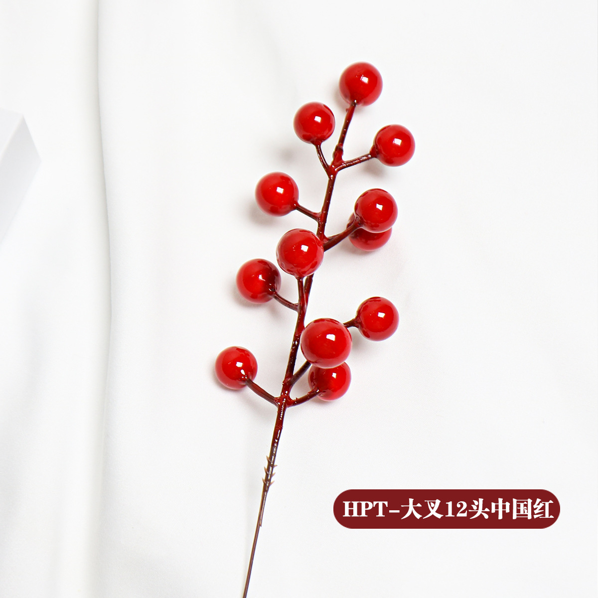 Picture of SOURCE factory simulation red berry 7 fork Christmas foam red fruit iron wire Christmas decoration accessories fortune fruit
