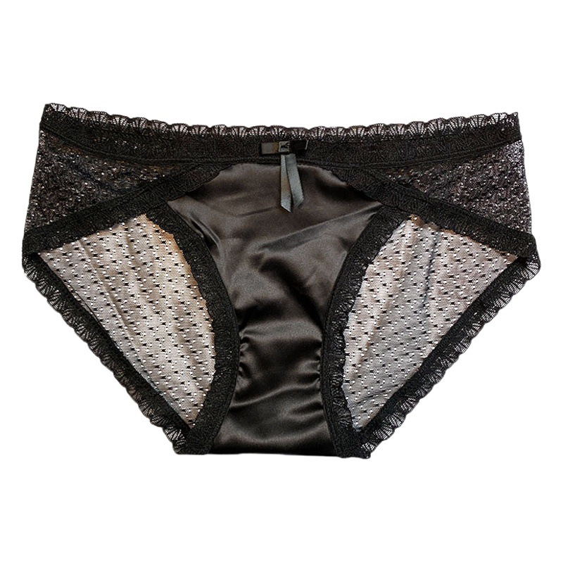 French lace underwear women's transparent mesh sexy seamless comfortable breathable cotton crotch waist briefs
