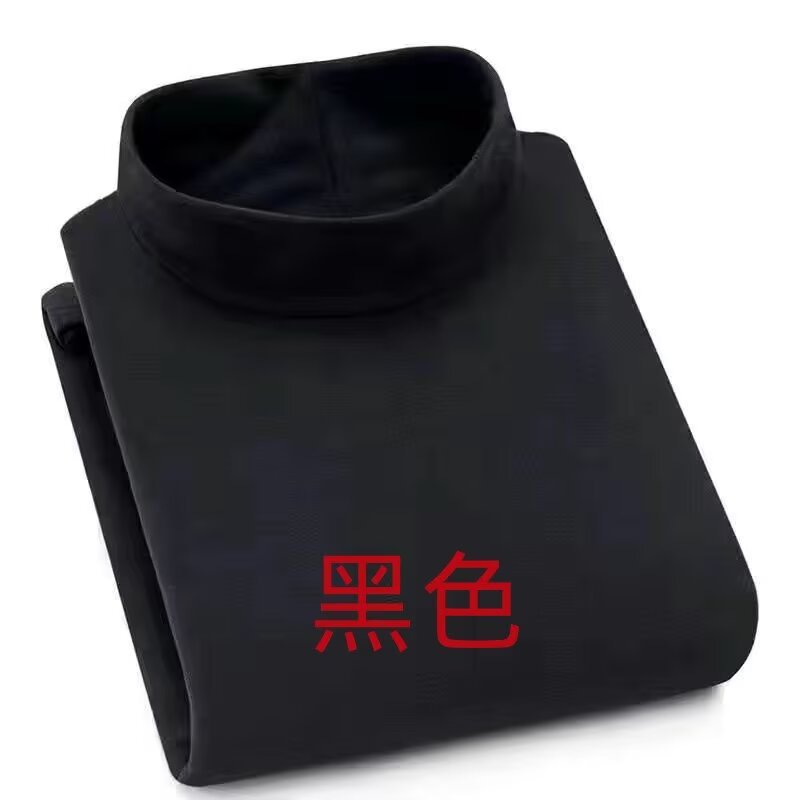 Picture of Fleece Base Shirt Half-high Collar Long-sleeved T-shirt for Autumn and Winter Men's Solid Color fleece-lined Warm Inner Double-sided Fleece Mid-collar Autumn Clothes