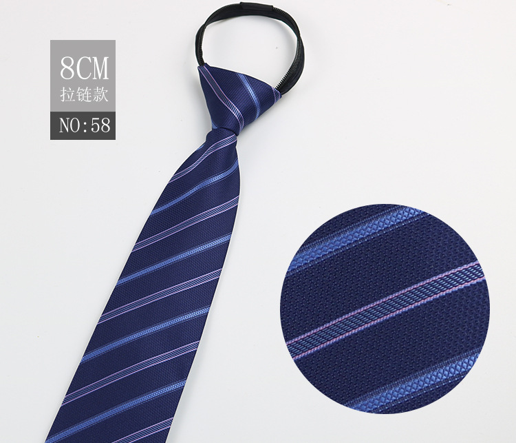 Picture of Factory Black Men's Tie Striped Blue Business Tie Lazy People Knot Free Zipper Tie in stock Wholesale
