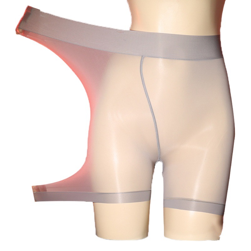 Ultra-thin Glow plus size Boxer Stockings Open Crotch Underwear No-off Body Silky Full Transparent Sexy Women's Underwear