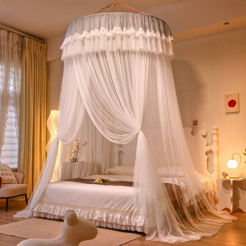 Summer dome ceiling floor-to-ceiling mosquito net installation-free folding household princess wind mosquito net circular encryption wholesale generation