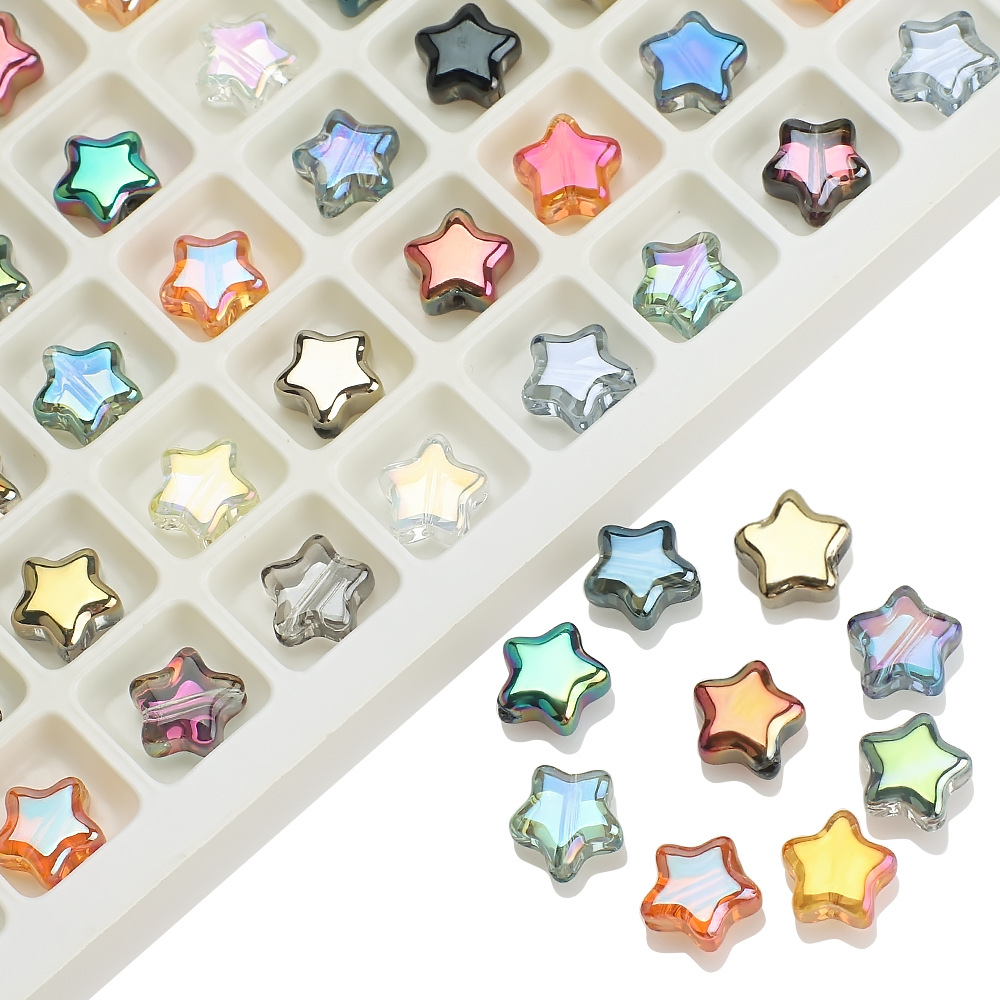 Five-Pointed Star Accessories 8mm Glass Beads Crystal Pendant DIY Hair Accessories Necklace Earrings Bracelet Beading Material Accessories