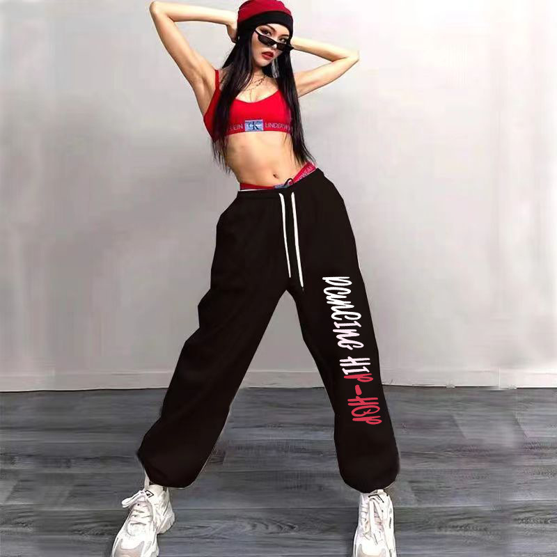 Cross-border hip-hop hiphop hip-hop toe sports pants women's high waist loose-fit casual jazz jazz dance long pants