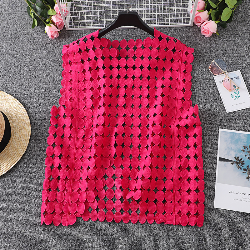 Embroidered hollow vest top 2022 summer new simple loose blouse vest fashion coat vest female fashion