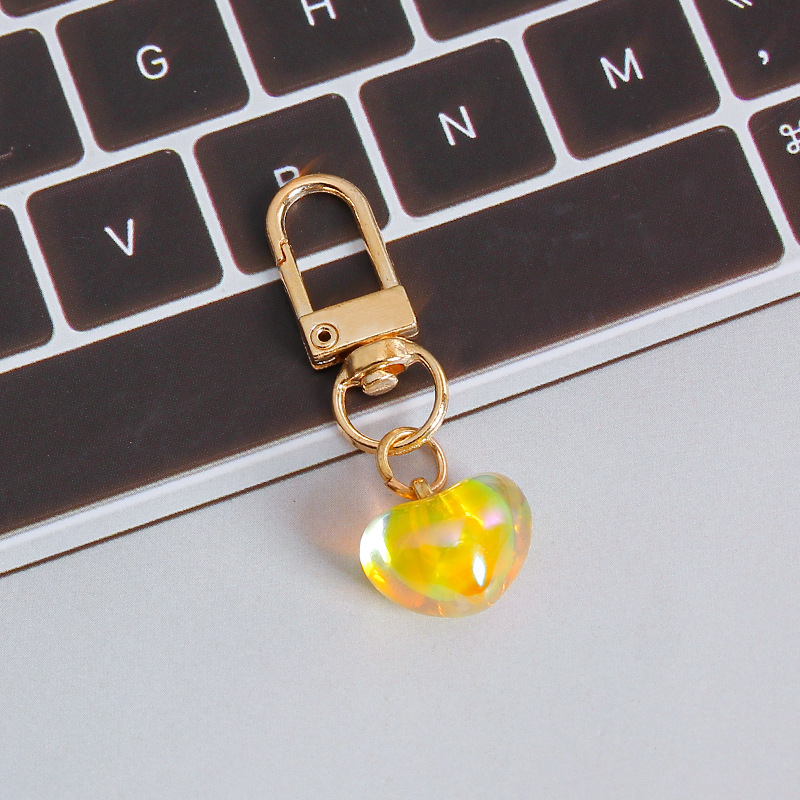 Picture of ins style AB color love beads keychain pendant diamond-shaped cut hanging hole door buckle girl's heart bag bag hanging jewelry