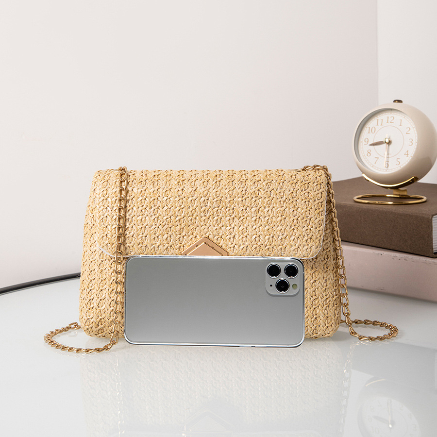 Picture of 2024 Summer New Fashion Women's Crossbody Bag Straw Women's Bag Diamond Lock Simple Chain Bag