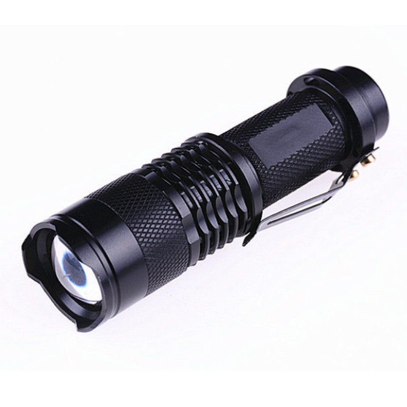 Sk68 Led Telescopic Zoom Mini Bright Flashlight Cross-Border Supply Outdoor Portable Hanging Buckle Bright Flashlight