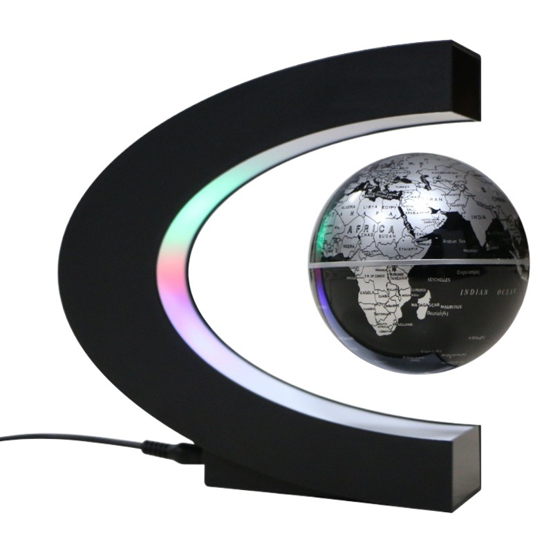 Creative Home Furnishings Magnetic Levitation Globe C-Shaped 3inch Black English Version High-End Gift New and Unique Toys