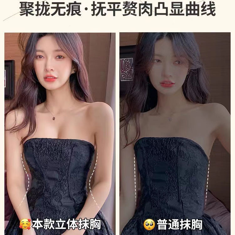 Picture of Strapless Underwear Women's Lace Non-slip Summer Thin Small Chest Push-up Invisible Strapless Anti-slip Envelope Bra