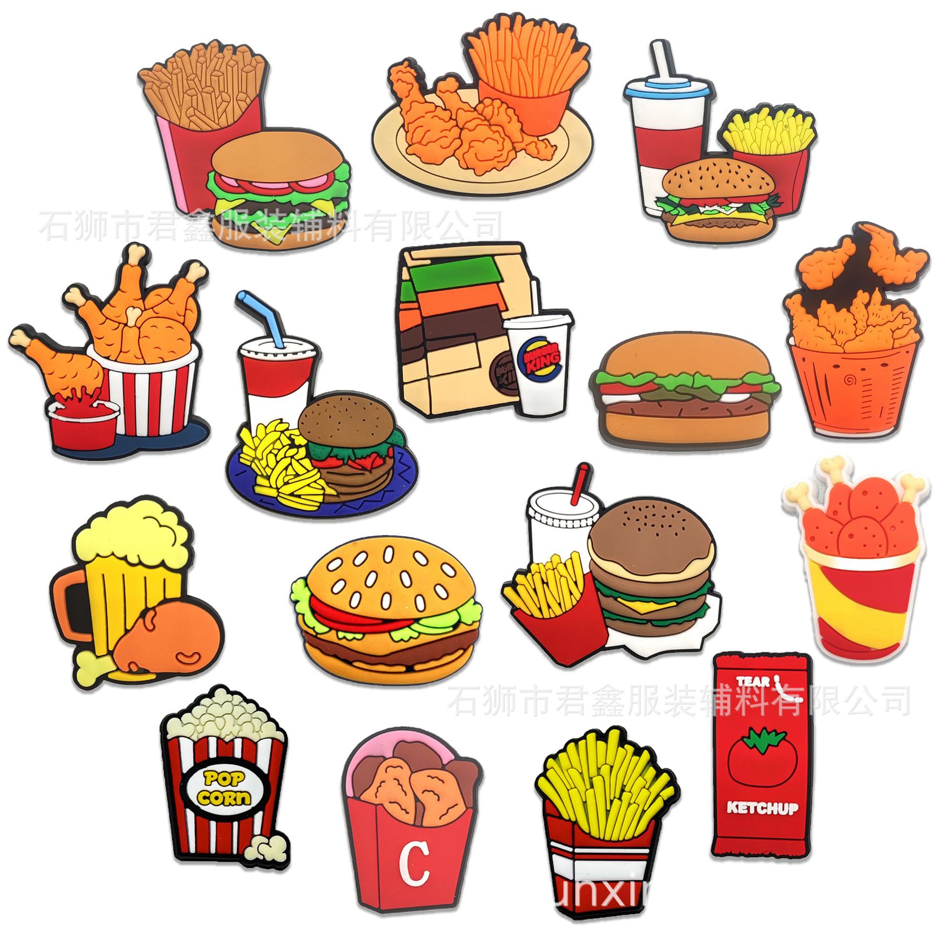 Hamburg Fried Chicken Hole Shoe Accessories Inn Out Burger Shop Hole Shoe Flower Shoe Buckle DIY Soft Rubber Shoe Accessories