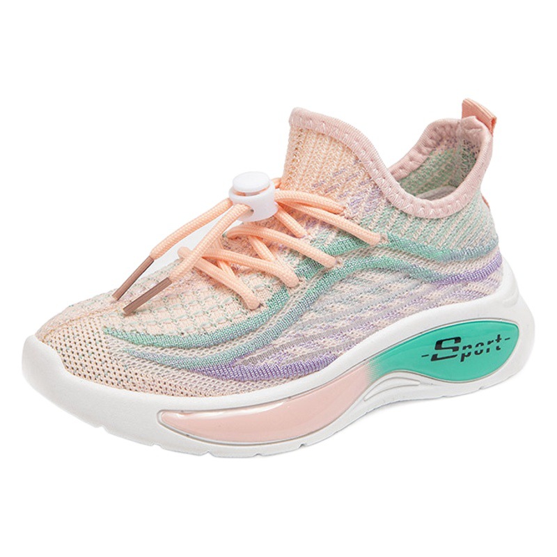 Girls' Sports Shoes 2023 New Spring & Fall Boys' Coconut Shoes Fly-Woven Casual Mesh Shoes Kidsren's Breathable Running Shoes Trendy